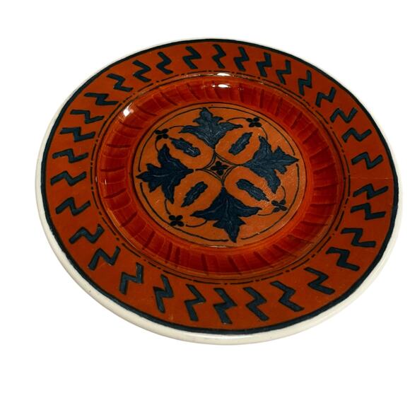 2- Lamberton Scammell China Dessert Plates Aztec Pattern 8 1/4” - Picture 3 of 7